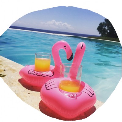 Inflatable Pink Flamingo Coasters Mini Cup Drink Holder Swimming Pool Float